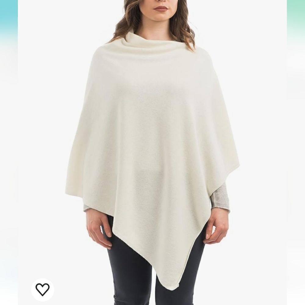 Cocogio Ivory wool blend poncho, Italy